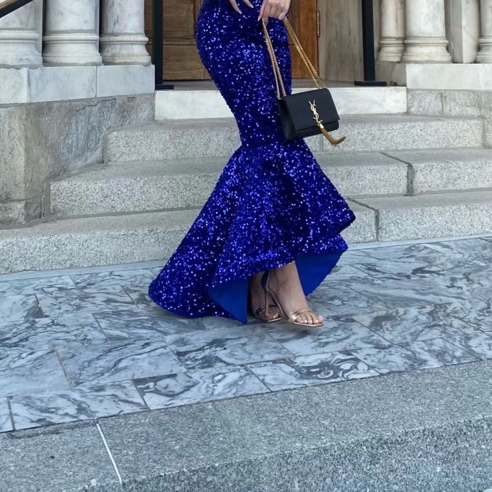 Royal blue maxi sequin evening gown prom dress - Picture 6 of 7